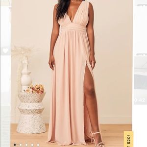 Lulu’s Heavenly hues bridesmaid dress in blush